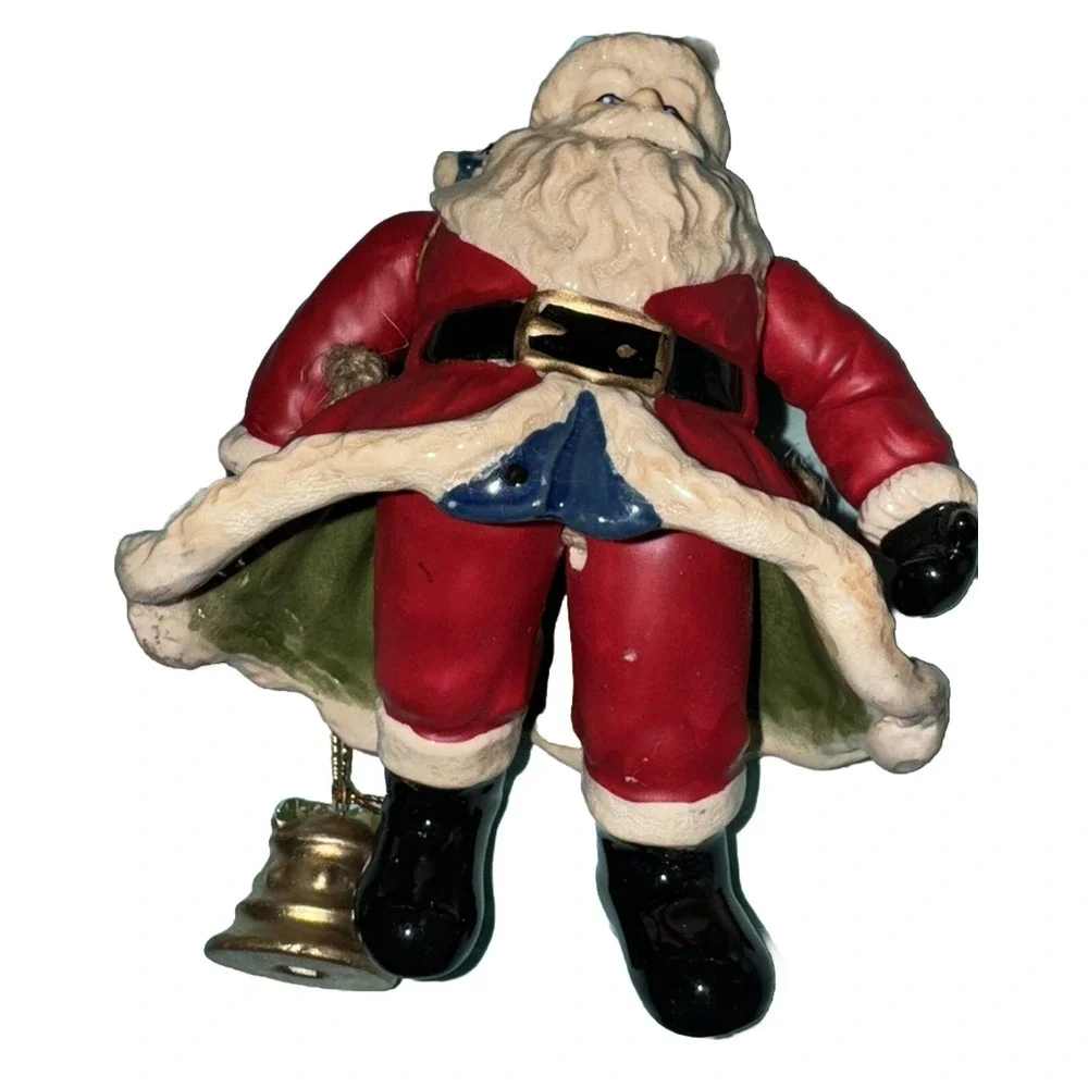 Jointed Dangle Legs Santa Claus Christmas‎ Ornament Vintage